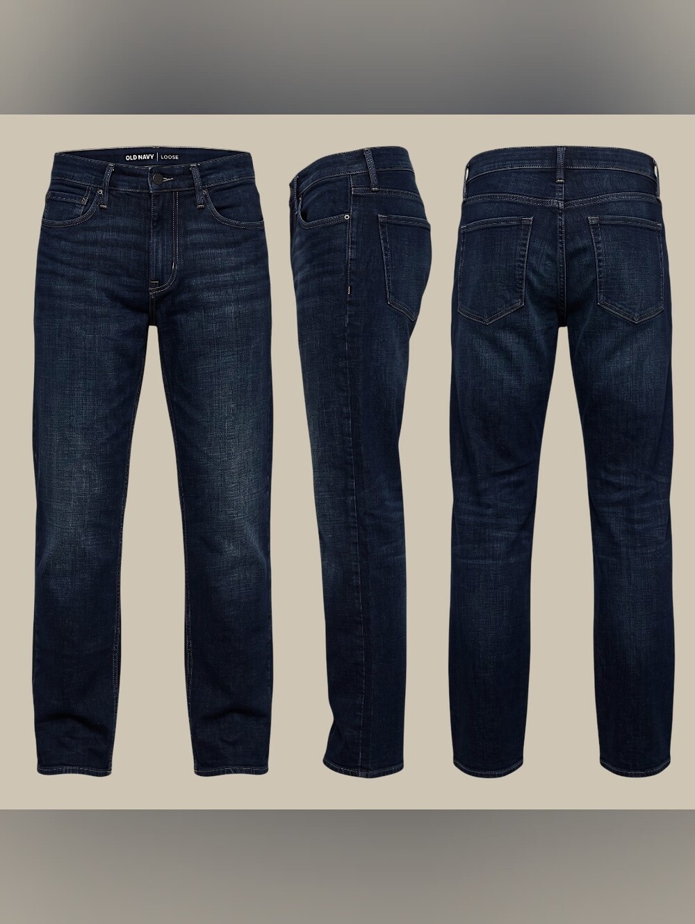 🚹 30/32 — Old Navy Men's Loose Straight Leg Built-in Flex Jeans [DARK AGED]
